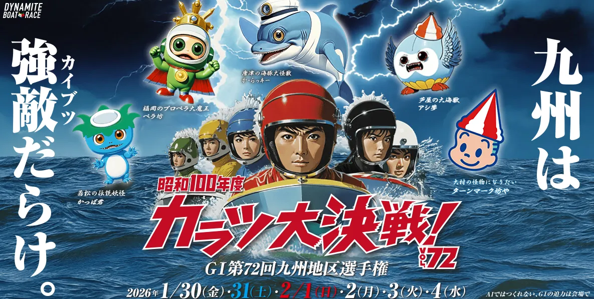 第７２回九州地区選手権競走　競艇　 ボートレース　 予想　 優勝　G1　賞金　出場選手　ドリーム戦　優勝賞金　2026年　歴代優勝者　ドリーム戦　唐津競艇場　ボートレース唐津　予想　買い目　的中　万舟　コロガシ　公開
