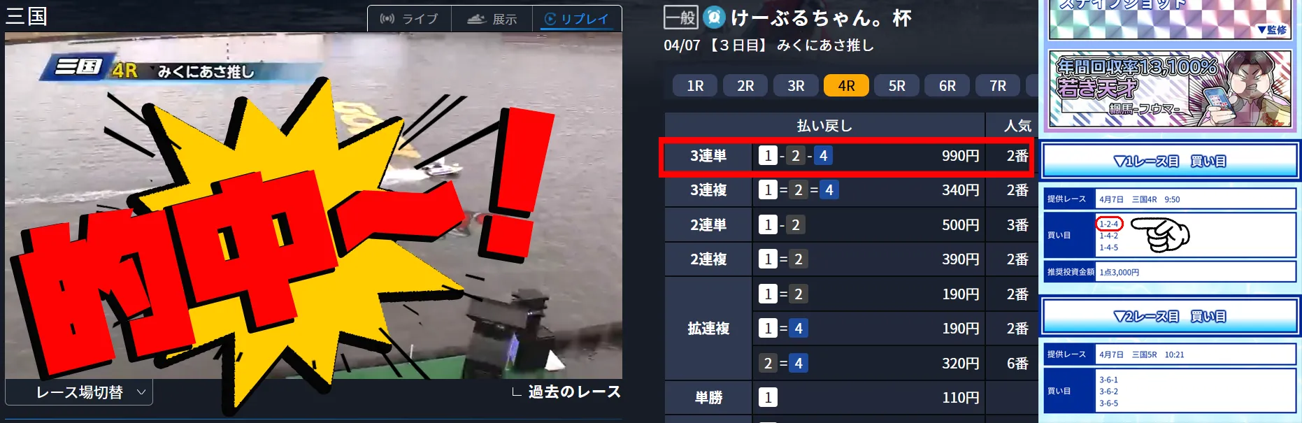 クリアボートのレース結果